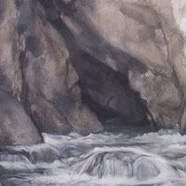 Mouthe la source du Doubs 2012 huile sur papier 75 x 110 (détail)