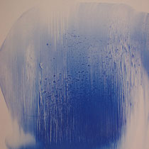 Chute d'eau - résine et pigments sur papier marouflé sur carton (détail)