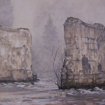 Nouvelle ère (Bout du lac St Point) - huile sur carton marouflé sur médium - 79,5 x 119,5 cm - 2016 (détail)