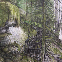 Le Foureperret - Huile sur carton marouflé sur médium - 79,5 x 119,5 cm- 2016