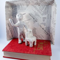 Book art from vintage book and clay SOLD