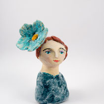 Girl with flower clay doll SOLD