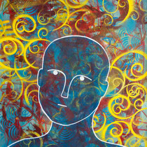 Brain Swirl, Acrylic and mixed media on paper, 50 x 65 cm unframed