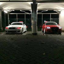 Audi A3 Matt rood en BMW E60 Matt wit