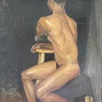 Male Figure Study, oil on board, 14x11