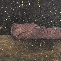 「水浴び」雲母壁面画 95×140mm 2019年　個人蔵  SOLD