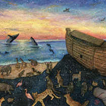 「Noah's ark 」雲母壁面画 F4号  2019年
