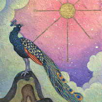 「眩耀孔雀図」雲母壁面画 155×107mm　2020年　個人蔵　SOLD