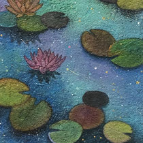 「睡蓮」雲母壁面画 370×110mm 2019年
