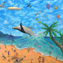「楽園-beach」雲母壁面画 F12号 2018年　