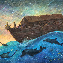 「Noah's ark (漂流記)」雲母壁面画 F4号  2019年　