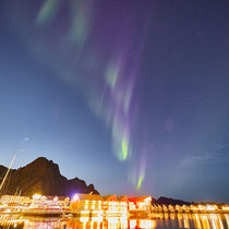 Polarlicht am Hafen von Svolvaer