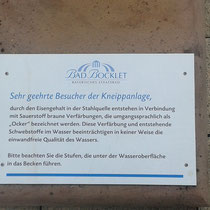 Hinweisschild bei Kneippanlage in 97708 Bad Bocklet