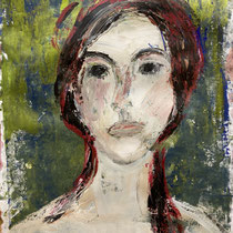 Mädchen im Garten - ACRYL auf Papier, 40 x 60 cm