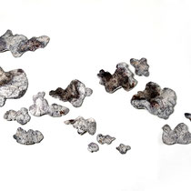 Céramique, feuille d'argent, enfumage, 40x120 cm, 2014