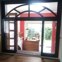 Verrière cuisine ouvrante avec effet rouillé