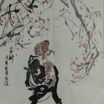 Junge und Wasserbüffel von Kuang Xu ( 1940-1999) ca.35x46cm  Tusche auf Papier  Preis 1.400,00€