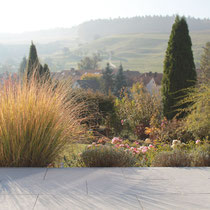 Terrasse im Morgennebel