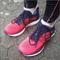 Sina hat sich Laufschuhe und -jacke von Salomon angesehen.