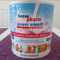 Das 'power eiweiß plus Himbeere' von Hansepharm im Test.