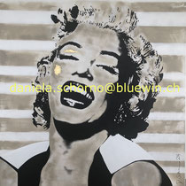Bild von Daniela Schorno: Marilyn Monroe lachend Streifen 120 x 120