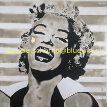 Bild von Daniela Schorno: Marilyn Monroe lachend Streifen 120 x 120