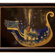 " The Shipsong " Fine Art Print with Swarovski Crystals and Metalfoils. Gilded from Hand.