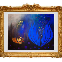 " Nightflowers " Fine Art Print with Swarovski Crystals and Metalfoils. Gilded from Hand.