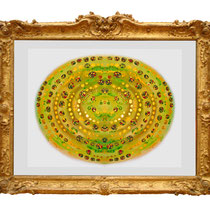 " Green Galaxy " Fine Art Print with Swarovski Crystals and Metalfoils. Gilded from Hand.