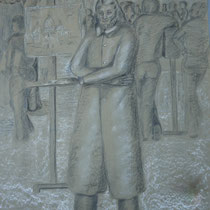 Maler auf dem Place du Tertre, Kohle auf Papier