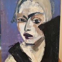 Frei nach Tina Berning aus dem Kunstunterricht, Acryl auf Papier, 40 x 60 cm 