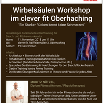 Workshop Fitness Wirbelsäule Schulter Spezialist Physio Oberhaching Training Ausbildung B Lizenz