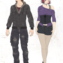 Character design sheet of Teen Gabryel and his beloved Megan (after he set her free).