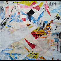 Eckfunk, décollage with tape, 43,5 x 45,3 cm, 2020