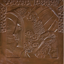 Georg Klimt zugeschrieben, zweiter Teil des Reliefpaars, um 1905, Kupferblech, ungerahmt, 27 x 27 cm