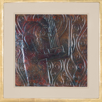 Georg Klimt, Reliefpaar nach Motiven aus dem Beethovenfries darstellend, Titel: Poesie, um 1903, Kupferblech, ungerahmt: 23 x 23 cm