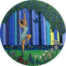 「秘密の花園　夜」直径210mm 2018年　個人蔵　SOLD