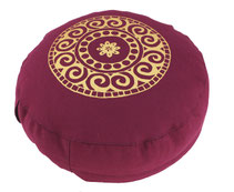 Meditationskissen rund Mandala aubergine
