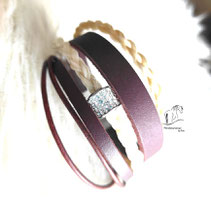 Pferdehaararmband mit Leder und Perle