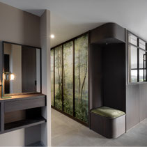 alcyone, anne merceron, guillaume larreur, design, sizun, bretagne, rénovation, patrimoine, manoir, kernault, exposition, accueil, boutique, café, lizerand architecte, monument historique, chemins du patrimoine, scénographie, mobilier, comptoir