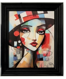 impression toile tableau digitale couleur tendance design nouveautémoderne tendance verni femme portrait capeline cadre encadrementi= idee cadeau noel anniversaire mariage salon chambre promo solde chic classe raffiné 
