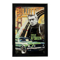 impression toile tableau bullitt steeve mc queen ford automobile retro tendance oeuvre film cibéma mythe course art idee deco cadeau anniversaire mariage noel paque homme fan mythique san francisco USA 