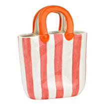 vase fleurs sac a main rayures rose abricot moderne tendance design idee cadeau ete mamie fete des meres 