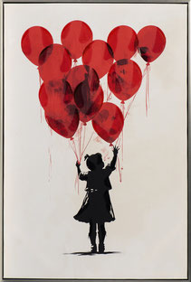 impression toile tableau cadre fillette silouette balon rouge decoration moderne tendance design chic classe promo solde idee cadeau anniversaire fille femme homme garcon mariage noel 