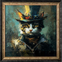 impression toile tableau cadre vernie brillant chat botté choc luxe classe raffiné elegant promo solde idee cadeau anniversaire noel collection nouveaute moderne design tendance chapeau salon lion charles 