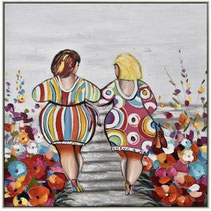 impression toile tableau femme couleur plage amie amitiée idee deco decoration cadeau anniversaire mariage noel paque ete plage vacances moderne tendance design frais fun fantaisie popoart fleurs 