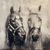 impression, toile tableau peinture chevaux équidés equitation décoration murale nouveau pas cher tendance moderne passion design classique ecurie  noir blanc