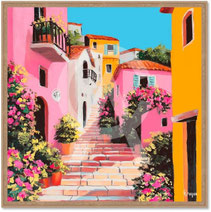 impression toile tableau peinture pvc paysage coloré voyage mediterrannée vacances provence luxe chix raffine promo petits prix soldes idee cadeau anniversaire mariage paques noel decoration murale moderne contemporaine design art pop fleur facade coloree