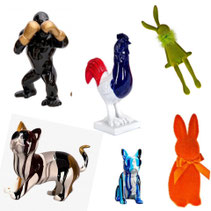 statue statuette decoration morderne tendance design idee cadeau anniversaire mariage noel paques promo soldes blackfriday chic luxe animaux singe gorille chat chien lapin coq tricolor