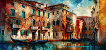 impression numerique toile tableau decoration venise lagune baroque voyage amour condole idee cadeau anniversaire mariage noel luxe chic contemporain classique moderne promo soldes chaleureux original paysage italie  